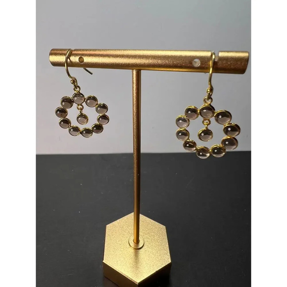 Smoky quartz drop earrings in gold over sterling silver - Picture 1 of 11